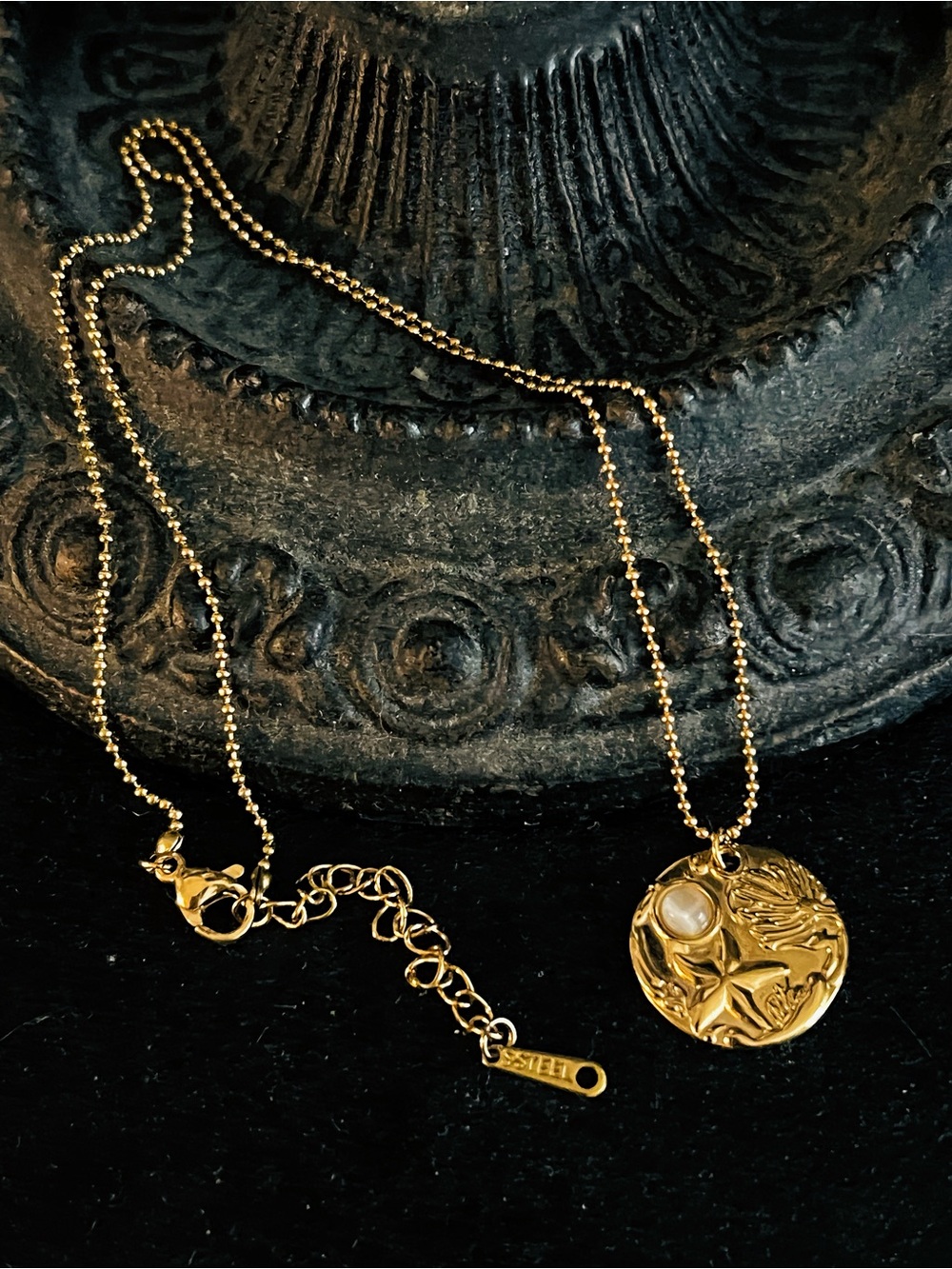 Gold Sea Star Pendant Necklace with Gemstone Accent - Women Jewelry